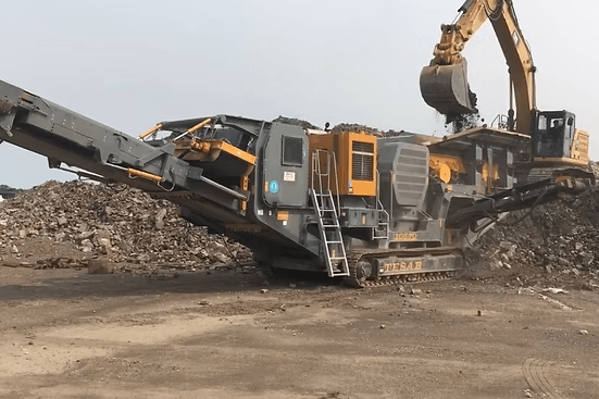 Close-up of jaw crusher components